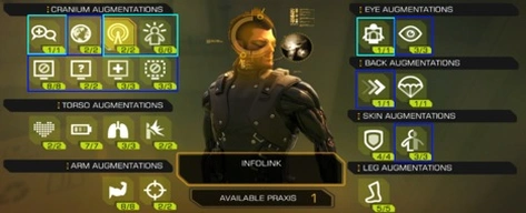 [Deus Ex: Human Revolution] Внутренние аугментации обведены синим.