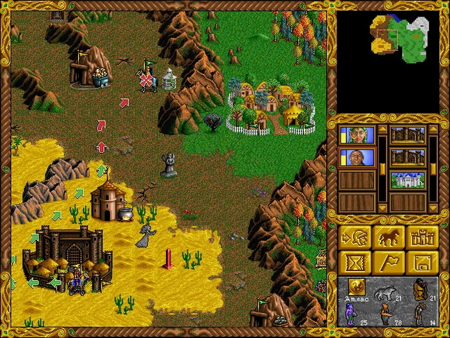 [Heroes of Might & Magic I] На скриншоте: Город и вражеский герой.
