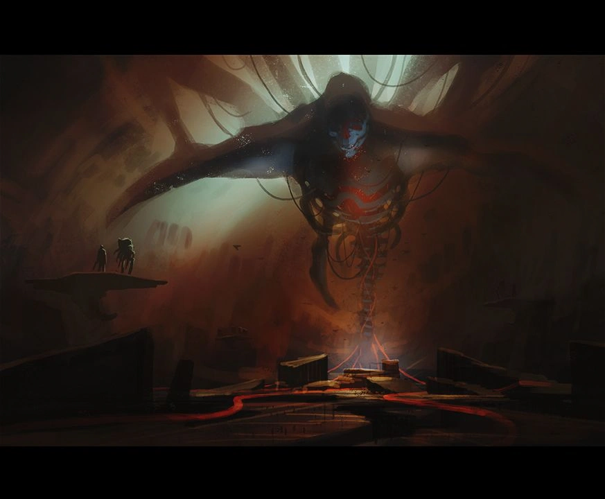 [Mass Effect] Концептуальный рисунок: Подвешенный человекоподобный Протожнец.