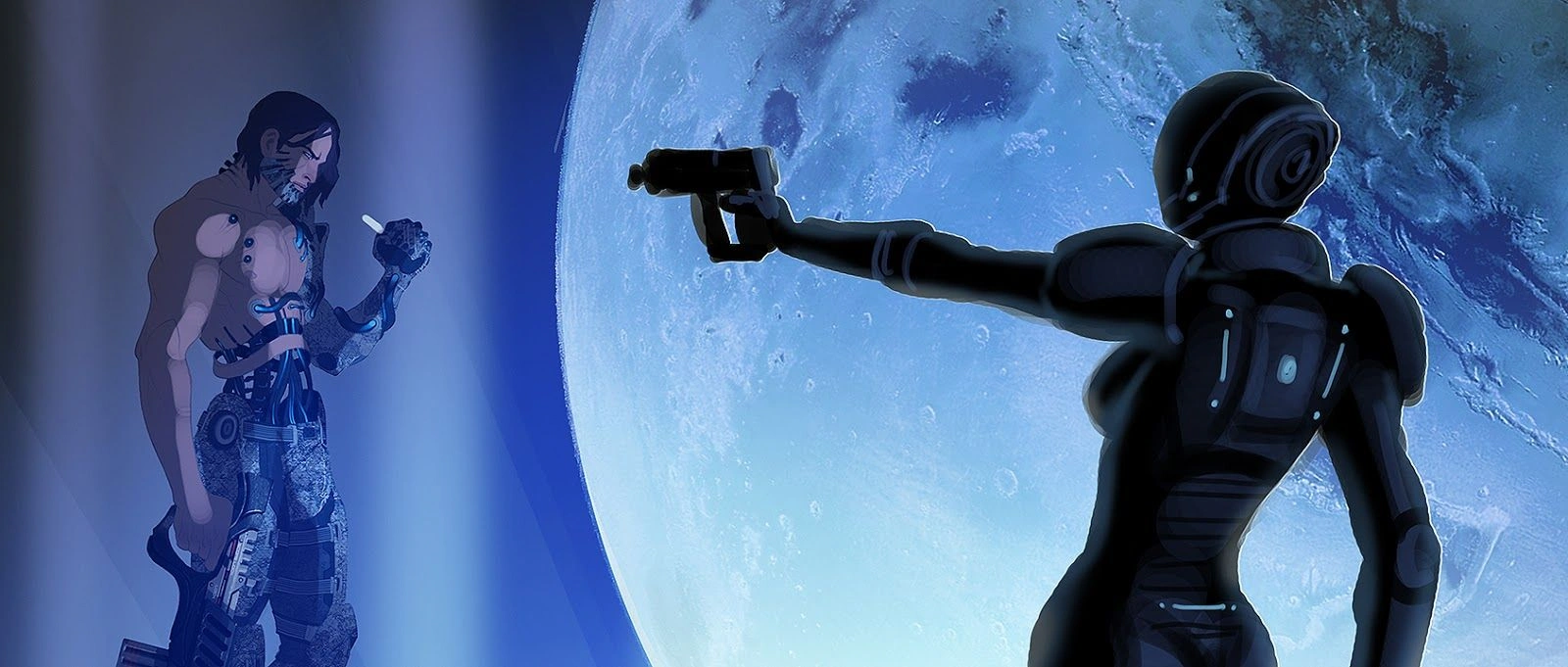 [Mass Effect] Концептуальный рисунок: Эшли и модифицированный Шепард.
