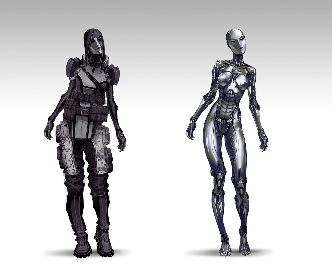 [Mass Effect] Концептуальный рисунок: Человекоподобная EDI в механизированном варианте.