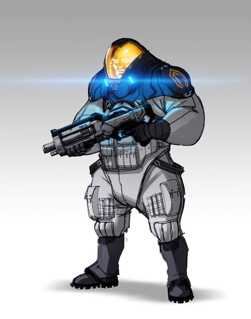 [Mass Effect] Концептуальный рисунок: Толстый солдат «Цербера».