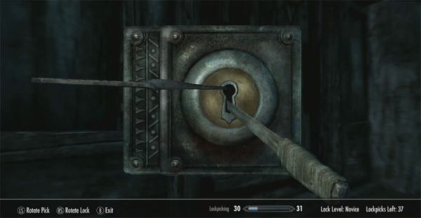 [The Elder Scrolls V: Skyrim] На скриншоте: Взлом замка.