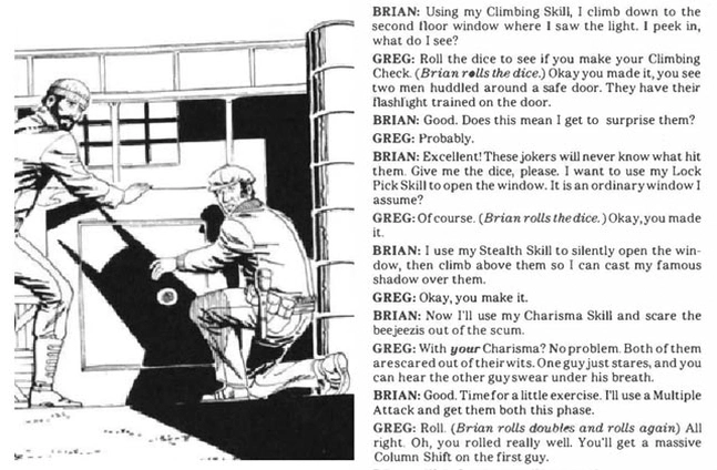[DC Heroes RPG] Отрывок сценария, описывающий столкновение Бэтмена с двумя грабителями.