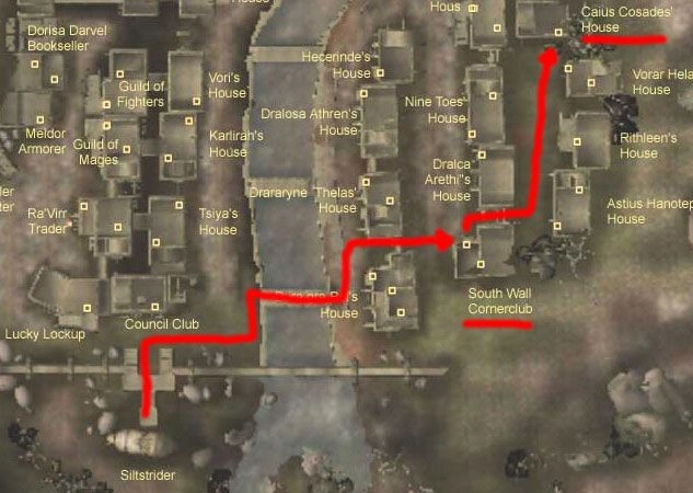 [The Elder Scrolls III: Morrowind] На скриншоте: Графическое описание дороги до Кая Касадеса.