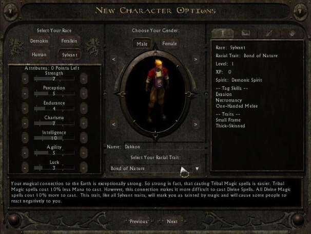 [Lionheart: Legacy of the Crusader] На скриншоте: Создание персонажа.