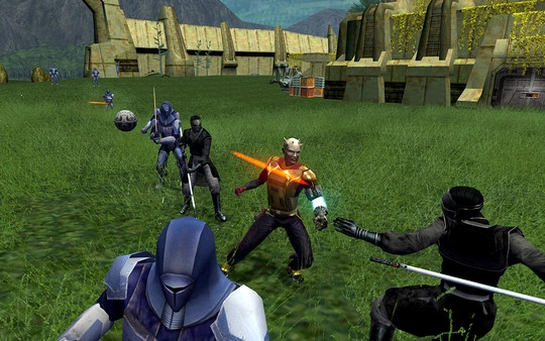 [Star Wars: Knights of the Old Republic 2] На скриншоте: Бой с ситхами на Дксуне.