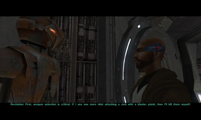 [Star Wars: Knights of the Old Republic 2] На скриншоте: Разговор с HK-47.