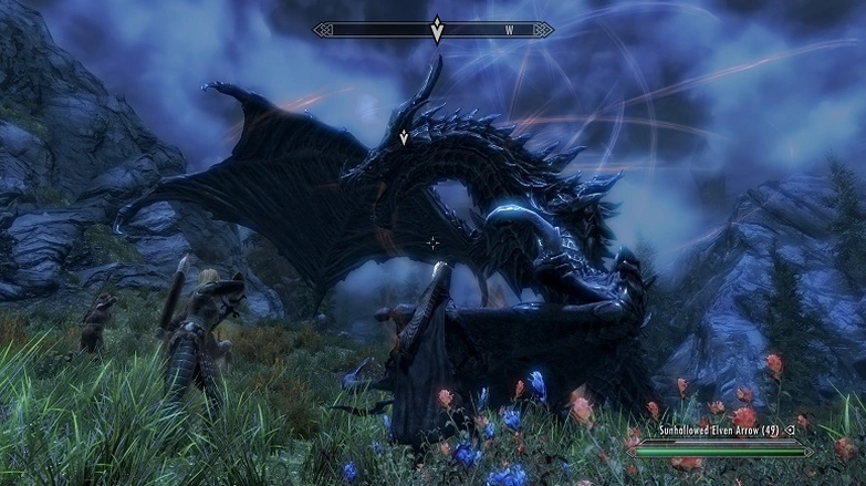 Скриншот The Elder Scrolls V: Skyrim — дракон.
