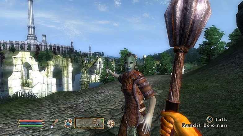 Скриншот The Elder Scrolls IV: Oblivion — воинственная данмерка.