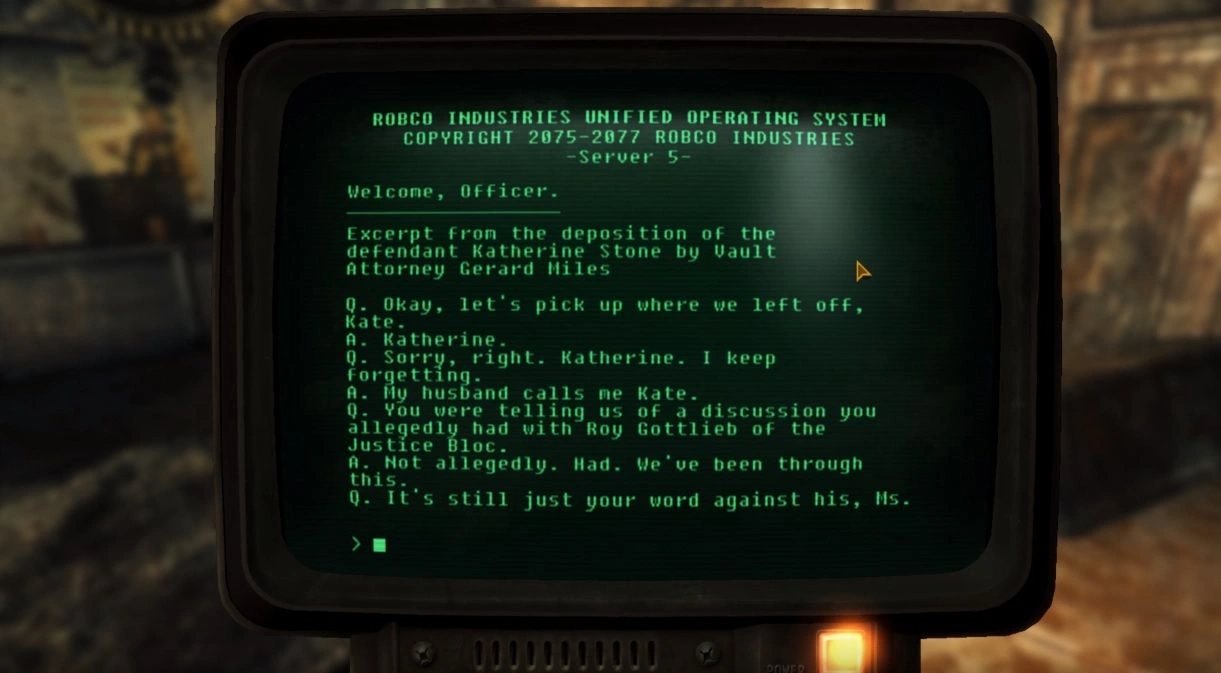 [Fallout: New Vegas] На скриншоте: История на компьютерном терминале Убежища 11.