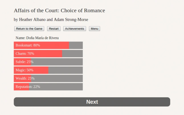 [Affairs of the Court: Choice of Romance] Экран персонажа.