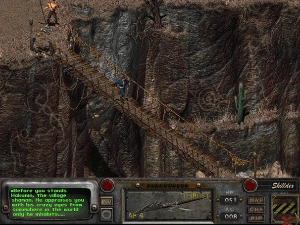 Скриншот Fallout 2: Мост на выходе из деревни.