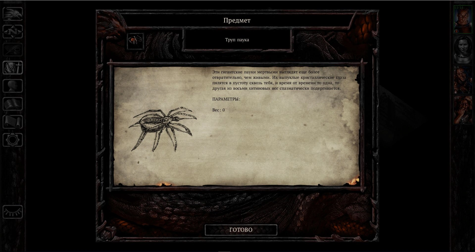 [Baldur’s Gate] На скриншоте: Труп паука.