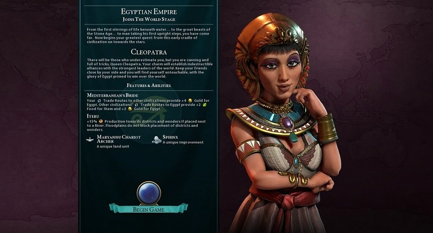 На скриншоте: Раса египтян в Civilization IV.