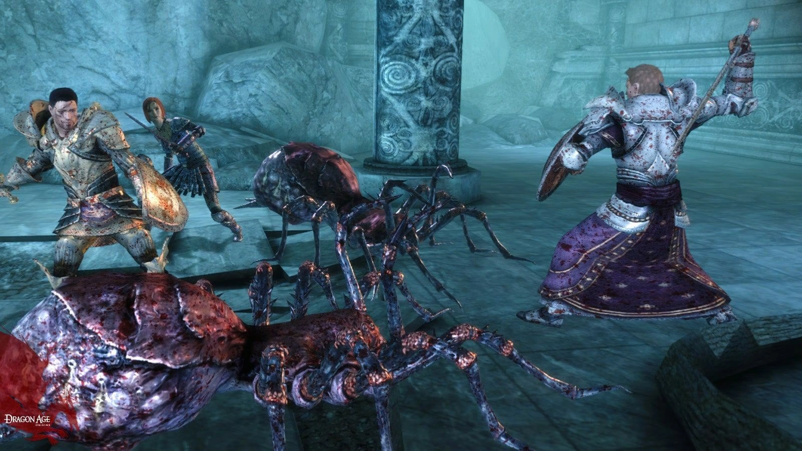 [Dragon Age: Origins] На скриншоте: Бой с пауками в подземелье