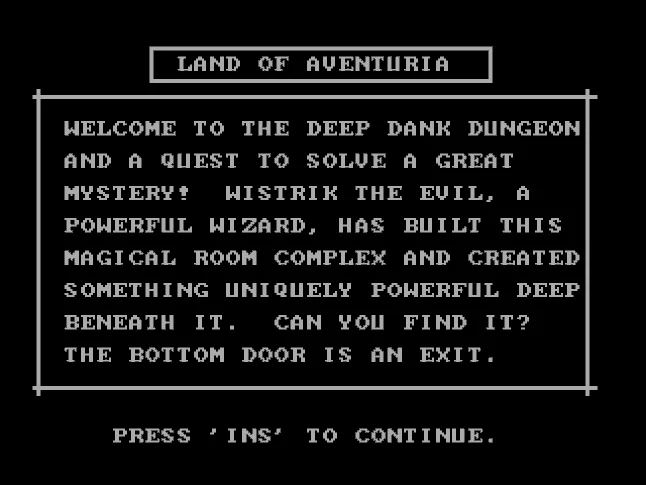 Скриншот Stuart Smith's Adventure Construction Set (1984): подземелья.