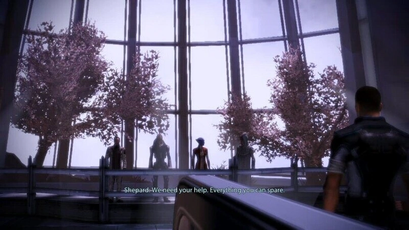[Mass Effect 3] На скриншоте: Шепард в зале Совета.