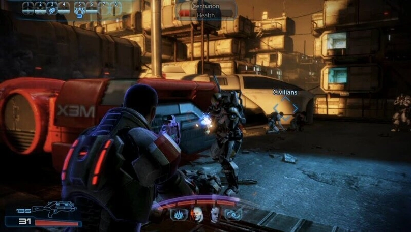 [Mass Effect 3] На скриншоте: Штурмовик Цербера и такси.