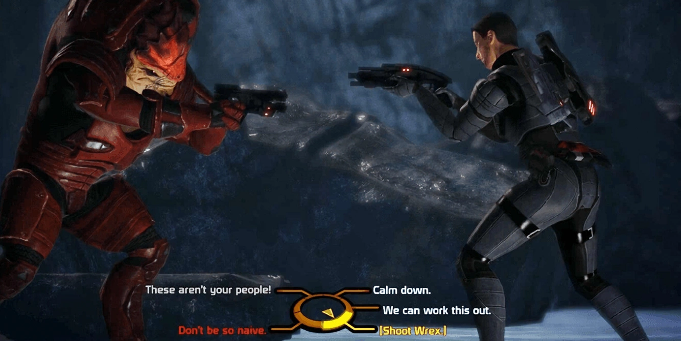 Скриншот Mass Effect: Противостояние Гарруса и Шепарда.