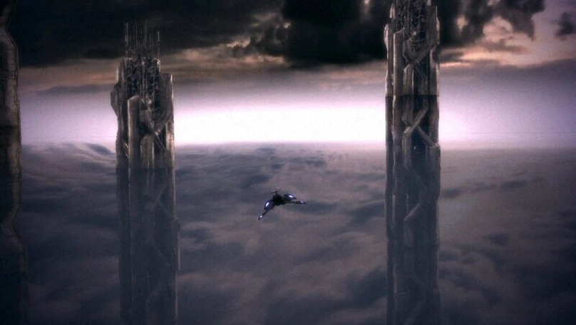 [Mass Effect] На скриншоте: Шпили протеанских руин на Феросе.