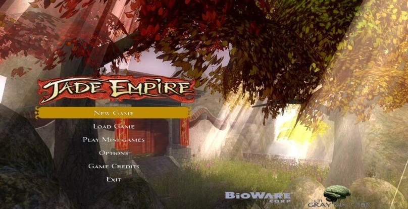 Скриншот главного меню Jade Empire.