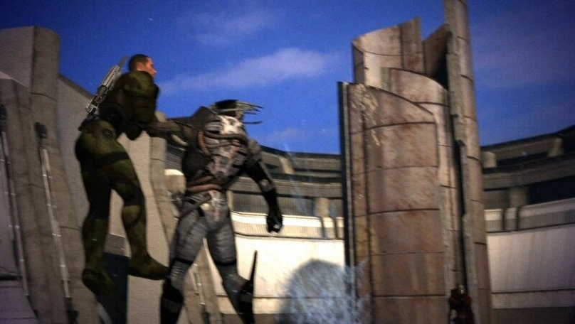 [Mass Effect] На скриншоте: Сарен душит Шепарда на Вермайре.