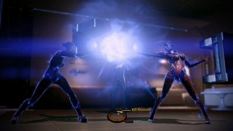[Mass Effect 2] На скриншоте: Схватка Моринт и Самары.