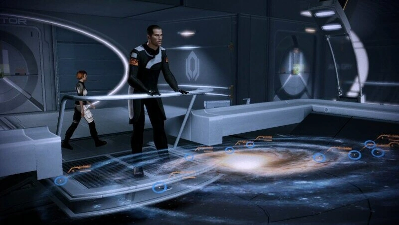 [Mass Effect 2] На скриншоте: Шепард у карты галактики.