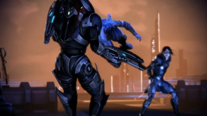 [Mass Effect 3] На скриншоте: Шепард швыряется напарниками.