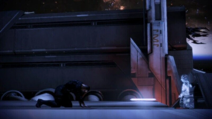 [Mass Effect 3] На скриншоте: Звёздное дитя и Шепард.
