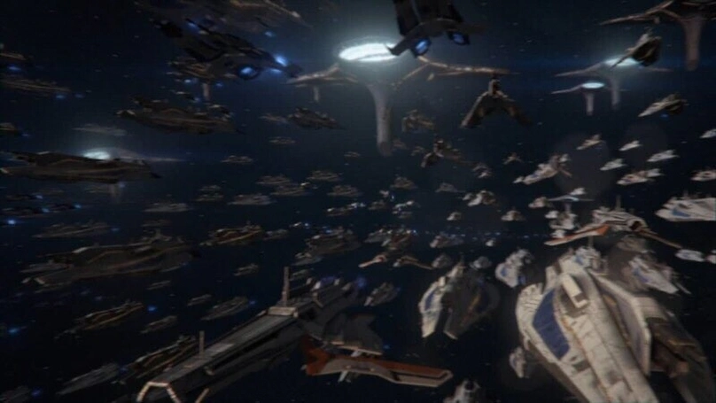 [Mass Effect 3] На скриншоте: Флот на пути к Земле.