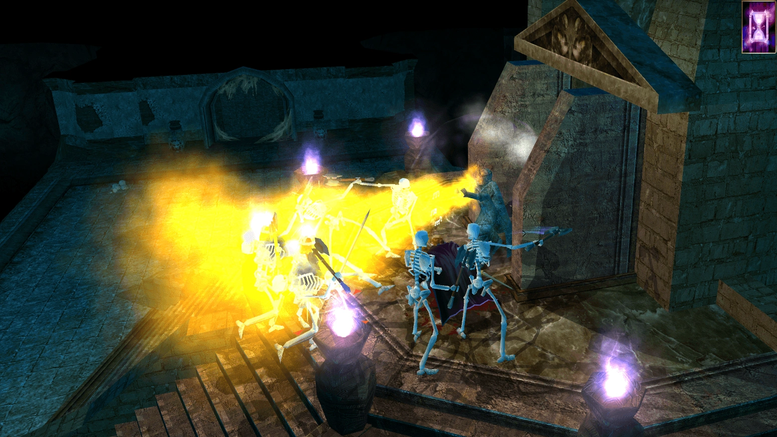 [Neverwinter Nights] На скриншоте: Конус огня в скелетов.