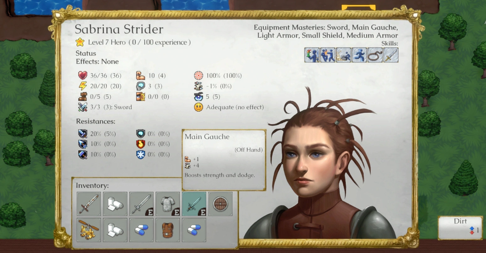 [Telepath: Tactics: Liberated] На скриншоте: Экран персонажа Сабрины Страйдер.