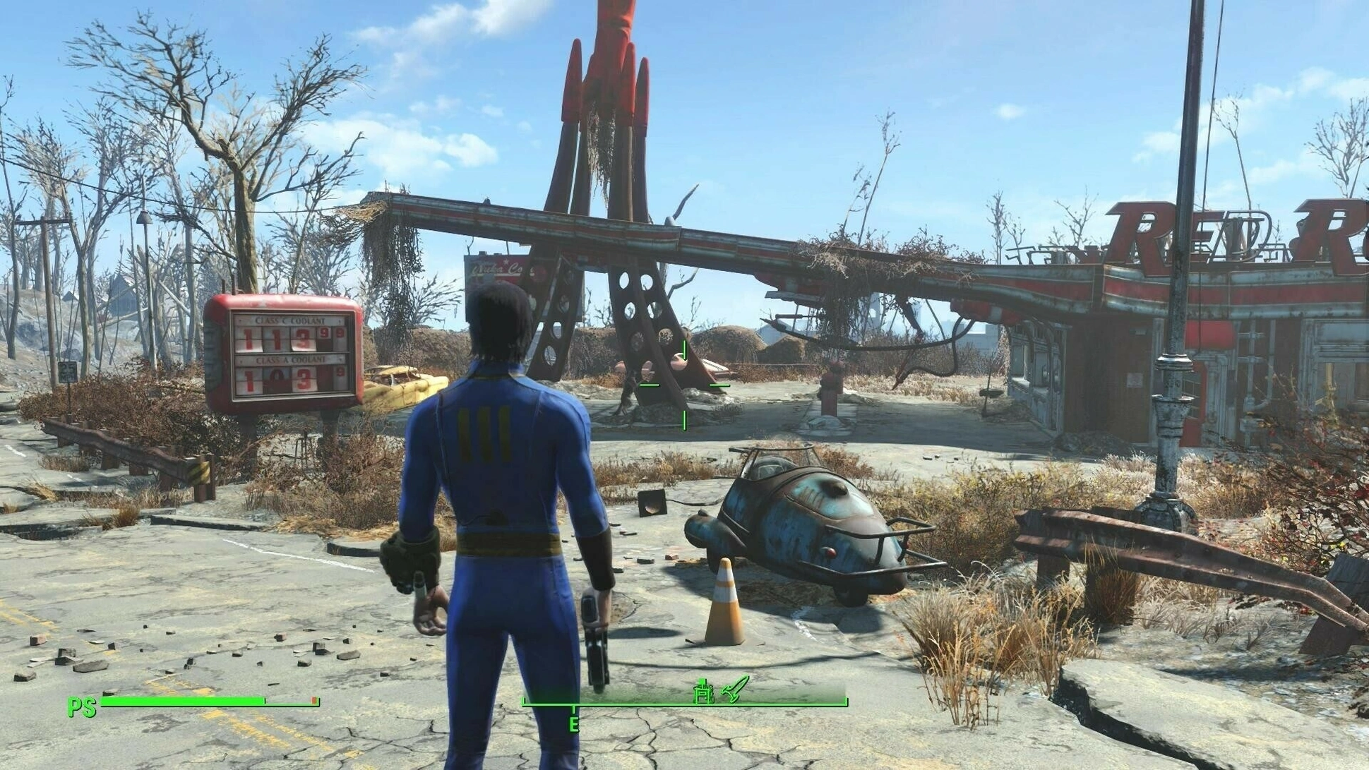 Руины заправки в Fallout 4.
