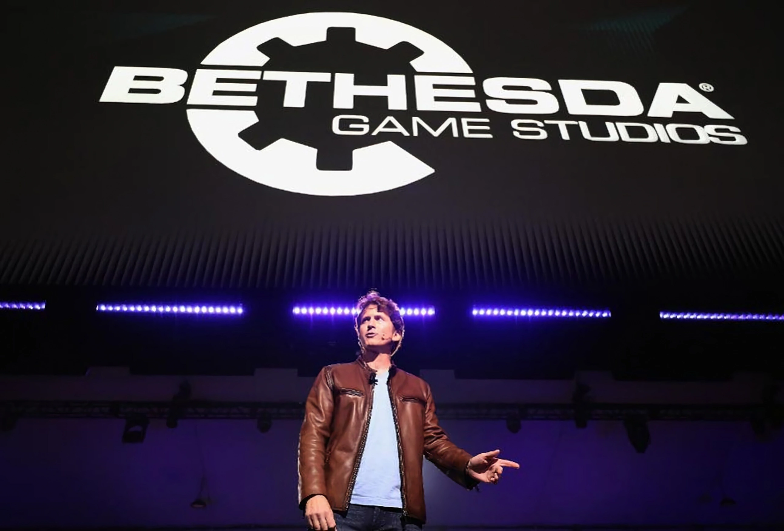 Тодд Говард и логотип Bethesda Game Studios.