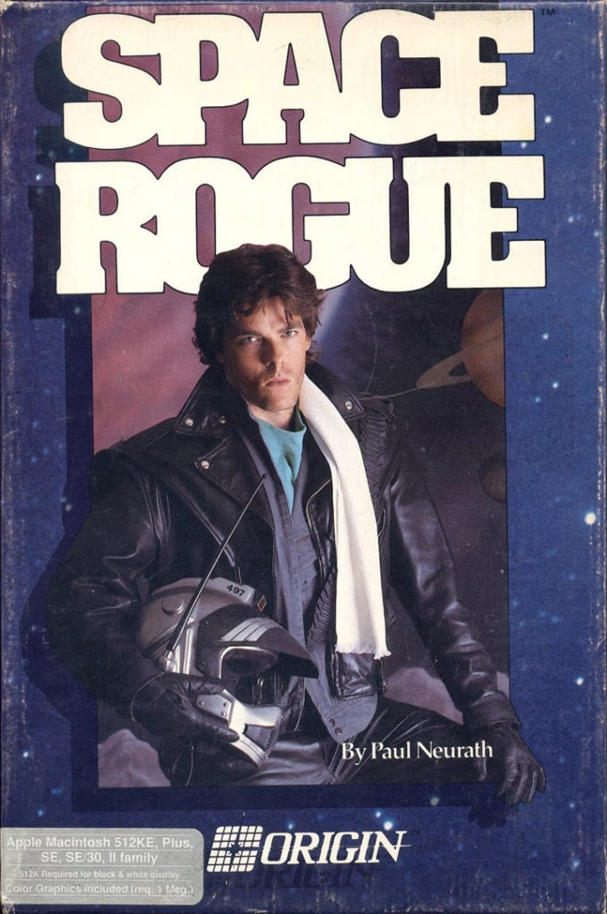 Забавная обложка Space Rogue с модельного вида мужчиной, больше подходящим для любовного романа