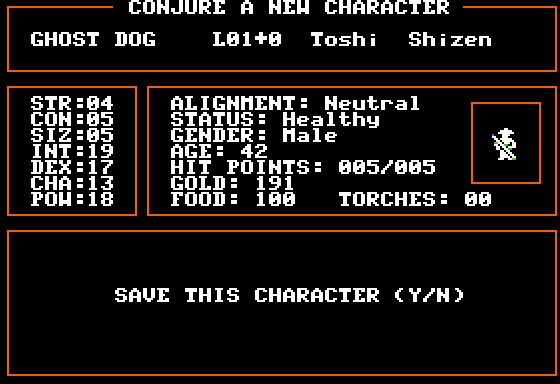 Скриншот Deathlord: Создание персонажа.