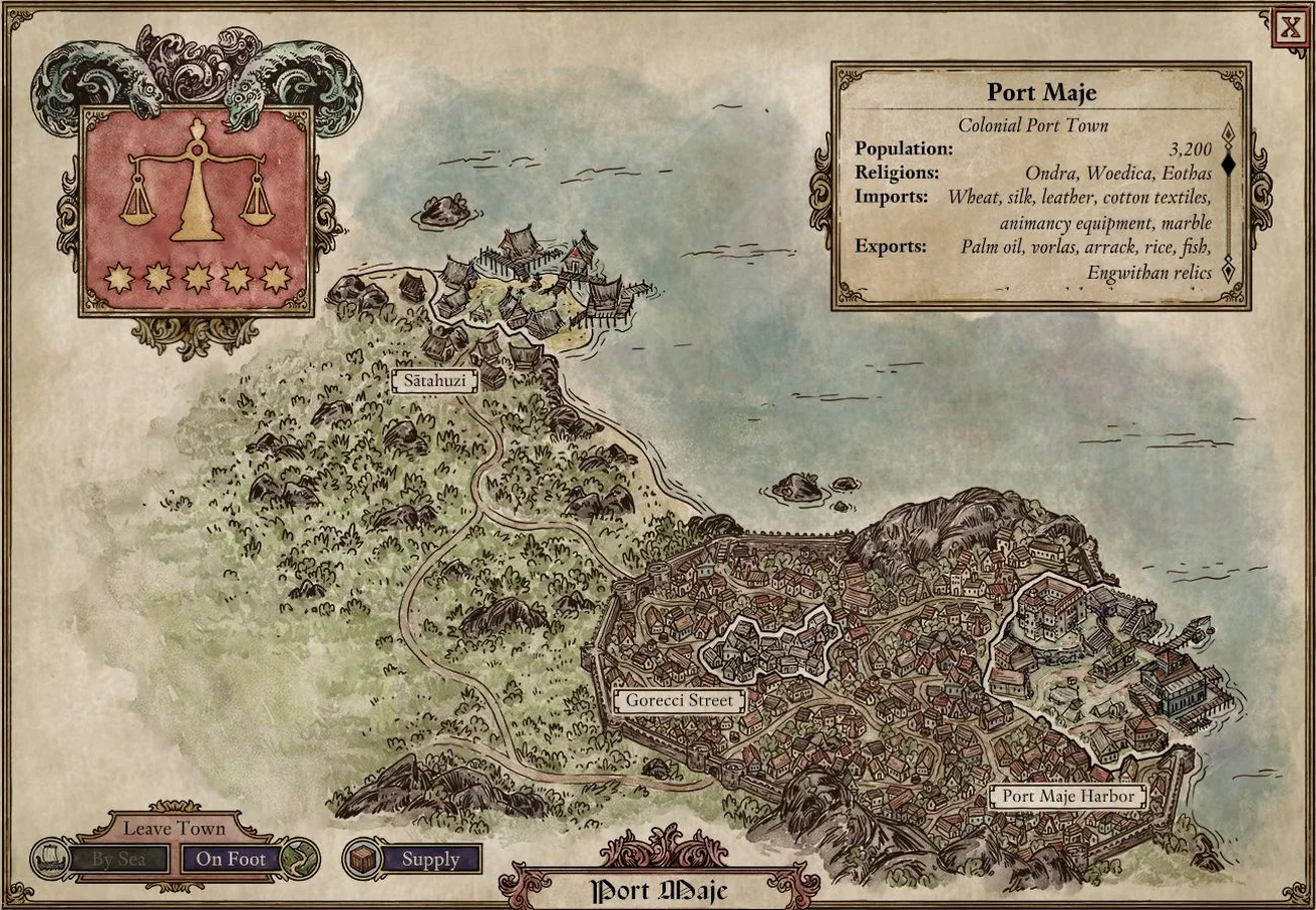 Карта Порт-Маже в Pillars of Eternity 2: Deadfire.