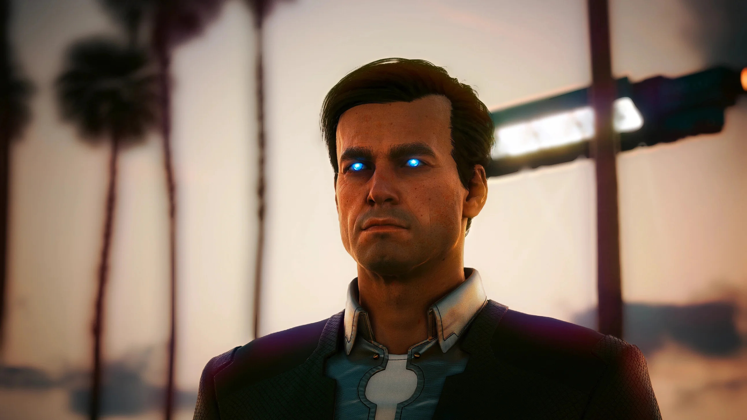 [Cyberpunk 2077] Mr. Blue Eyes крупным планом.