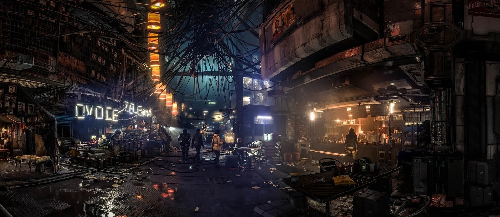 Киберпанк-город в Deus Ex.