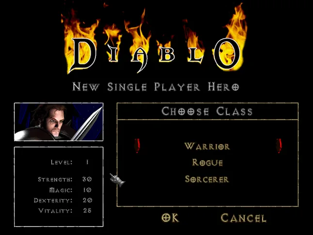 [Diablo] На скриншоте: Выбор класса.