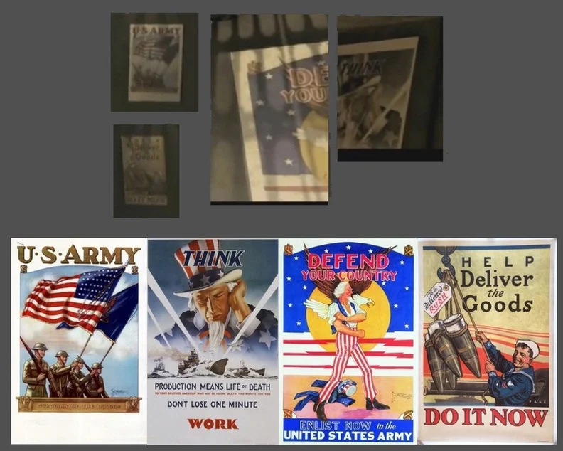Четыре агитационных плаката времён Второй мировой войны.