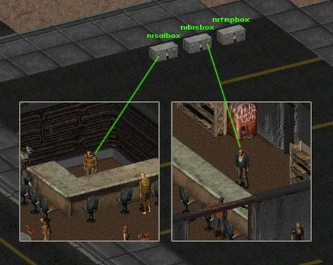 Скриншот Fallout 2: Ящики барменов на северо-востоке карты.