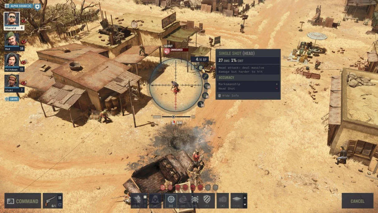 Скриншот Jagged Alliance 3: Прицельный выстрел в голову.