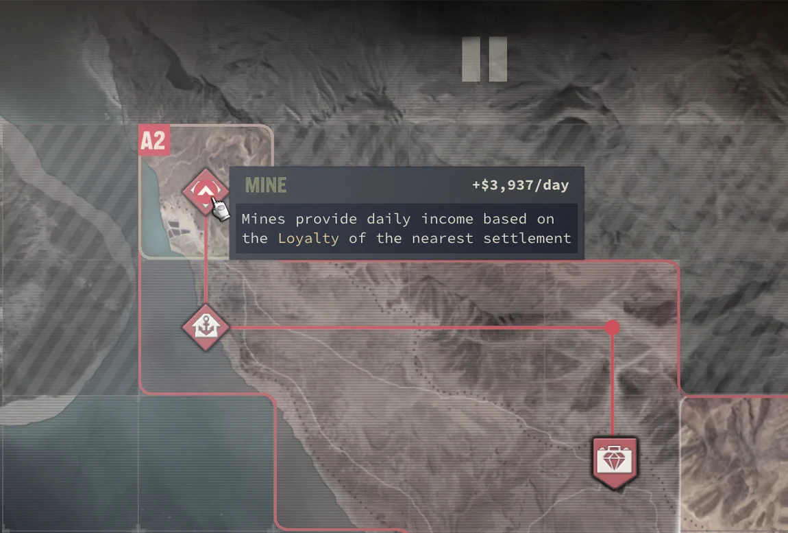 [Jagged Alliance 3] На скриншоте: Алмазная шахта на карте.