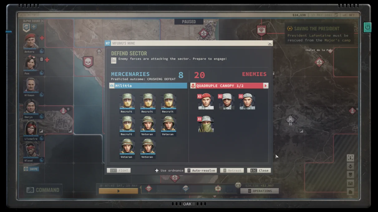 [Jagged Alliance 3] На скриншоте: Защита сектора.