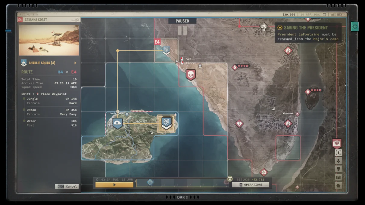 [Jagged Alliance 3] На скриншоте: Перемещение по карте.