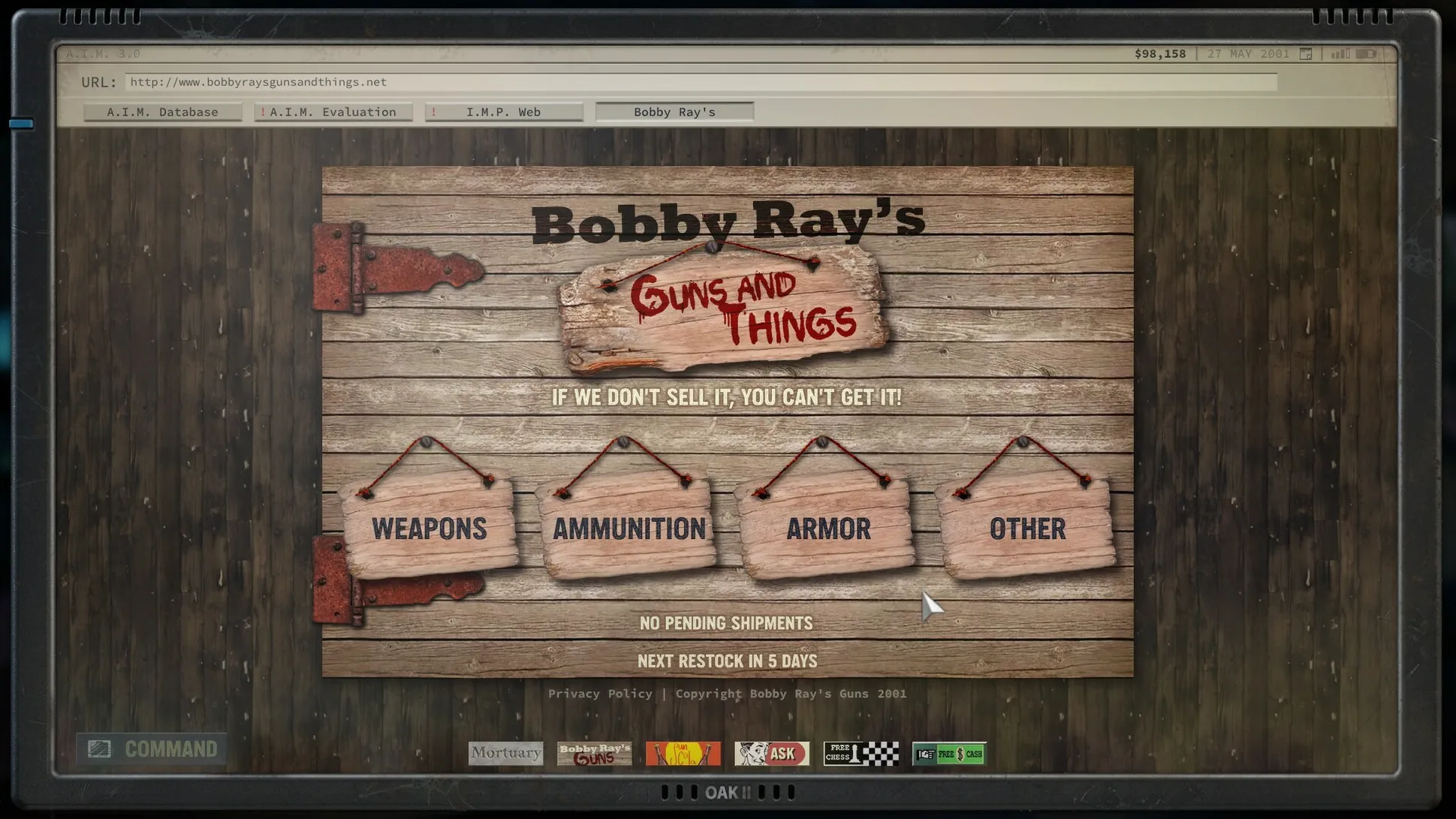 Реклама магазина Бобби Рэя в Jagged Alliance 3.