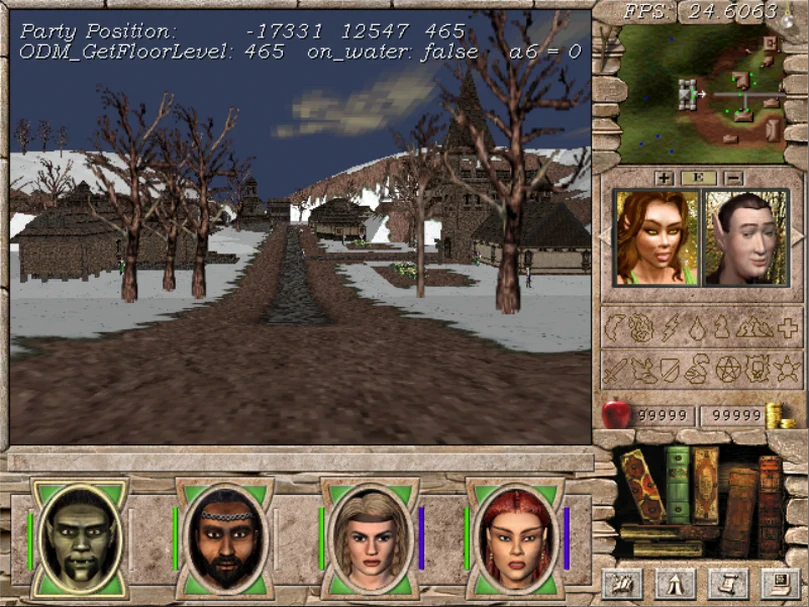 Скриншот Might & Magic VII: Заснеженная деревня.